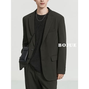 时尚 高级感纯色休闲西装 韩版 新款 潮流雅痞单西 外套男宽松2023秋季