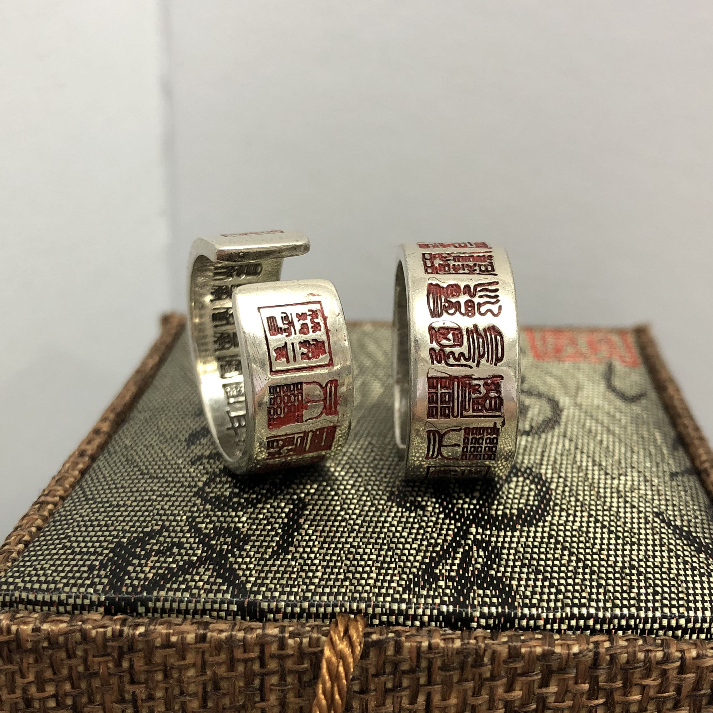 道系泰银饰品银指环活口可调节白银之编手工定制福篆戒指男女情侣