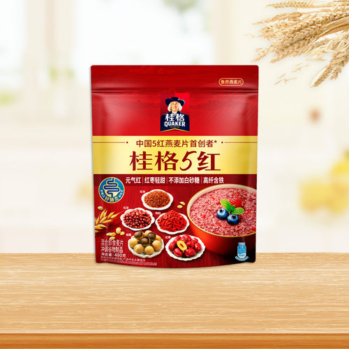 桂格5红即食麦片红枣红豆枸杞