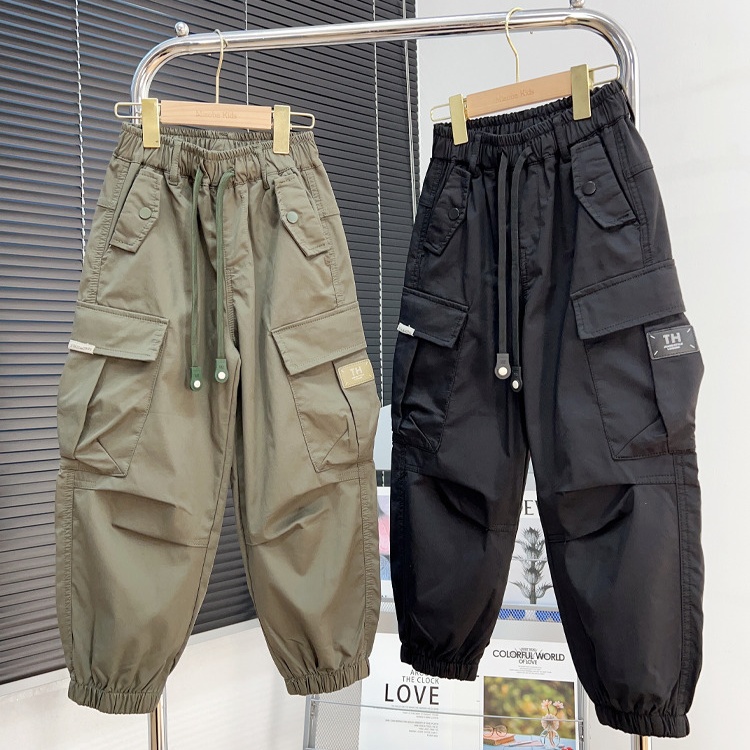 男童裤子2025秋冬款中大童帅气工装裤儿童加绒休闲裤男孩洋气长裤