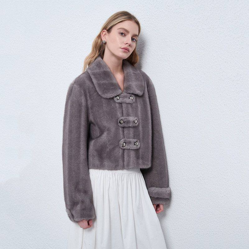 【日系乖乖牌】矜贵短款毛茸茸环保年轻款皮草外套皮毛一体上衣