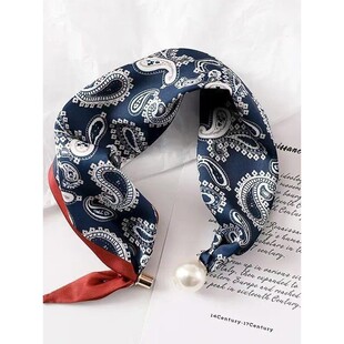 2026新款珍珠项链巾春夏百搭神器磁吸扣发带护颈防风保暖配饰丝巾