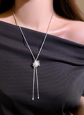 银色长款烟花可调节项链女秋冬大