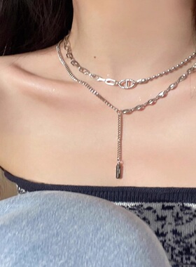 多层叠戴锁骨链甜酷韩版潮夏