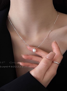 极简风巴洛克珍珠吊坠项链女气质