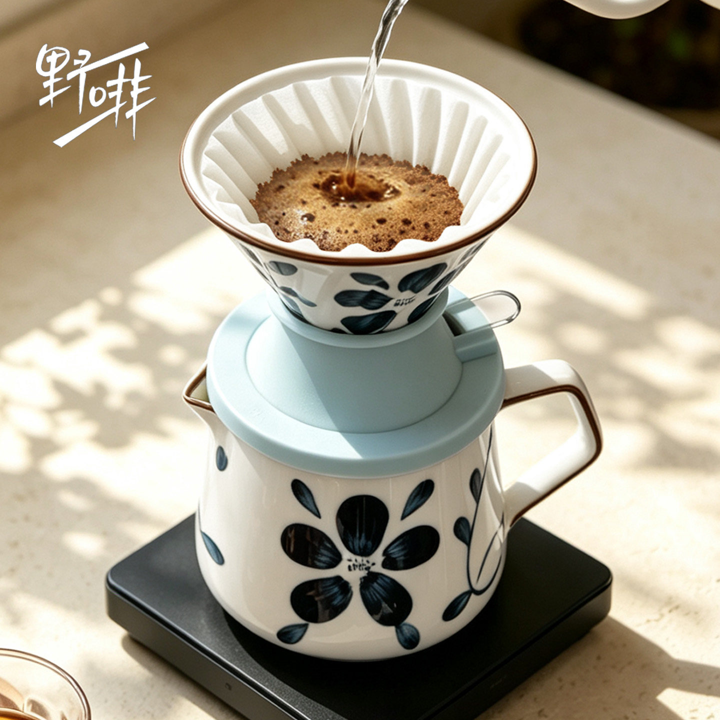 野啡 青花瓷咖啡陶瓷聪明杯分享壶家用萃取美式可定制套装咖啡壶