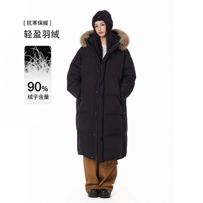 GOLFCROSS黑色长款羽绒服男女款