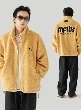 GOLFCROSS联名MPUX仿羊羔毛摇粒绒棉衣外套冬季防寒保暖棉服男女