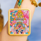 西藏热贡大黑天龙五爷嘎乌盒绿度母文殊药师纯手绘可做双面唐卡