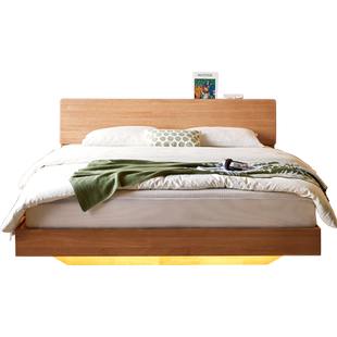 林氏卧室简约全实木床1.5米双人床悬浮高箱储物床木业政府补贴