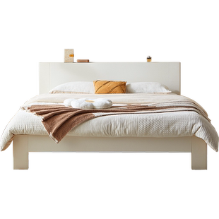 林氏家居简约奶油风卧室床主卧1米5双人床白色家具OU5A政府补贴