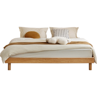 林氏家居现代简约1.5米全实木床家用无床头橡木双人床架林氏木业