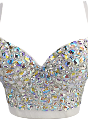 Women's color drill short bra sling top彩钻短款抹胸吊带上衣