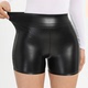 shorts leather Black stretch tight 黑色PU皮弹力紧身短裤 女