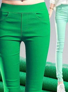 Solid color slim high waist pencil pants糖果色修身高腰铅笔裤