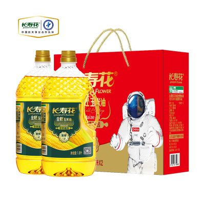 【长寿花】非转基因金胚玉米油1.8L*2礼盒