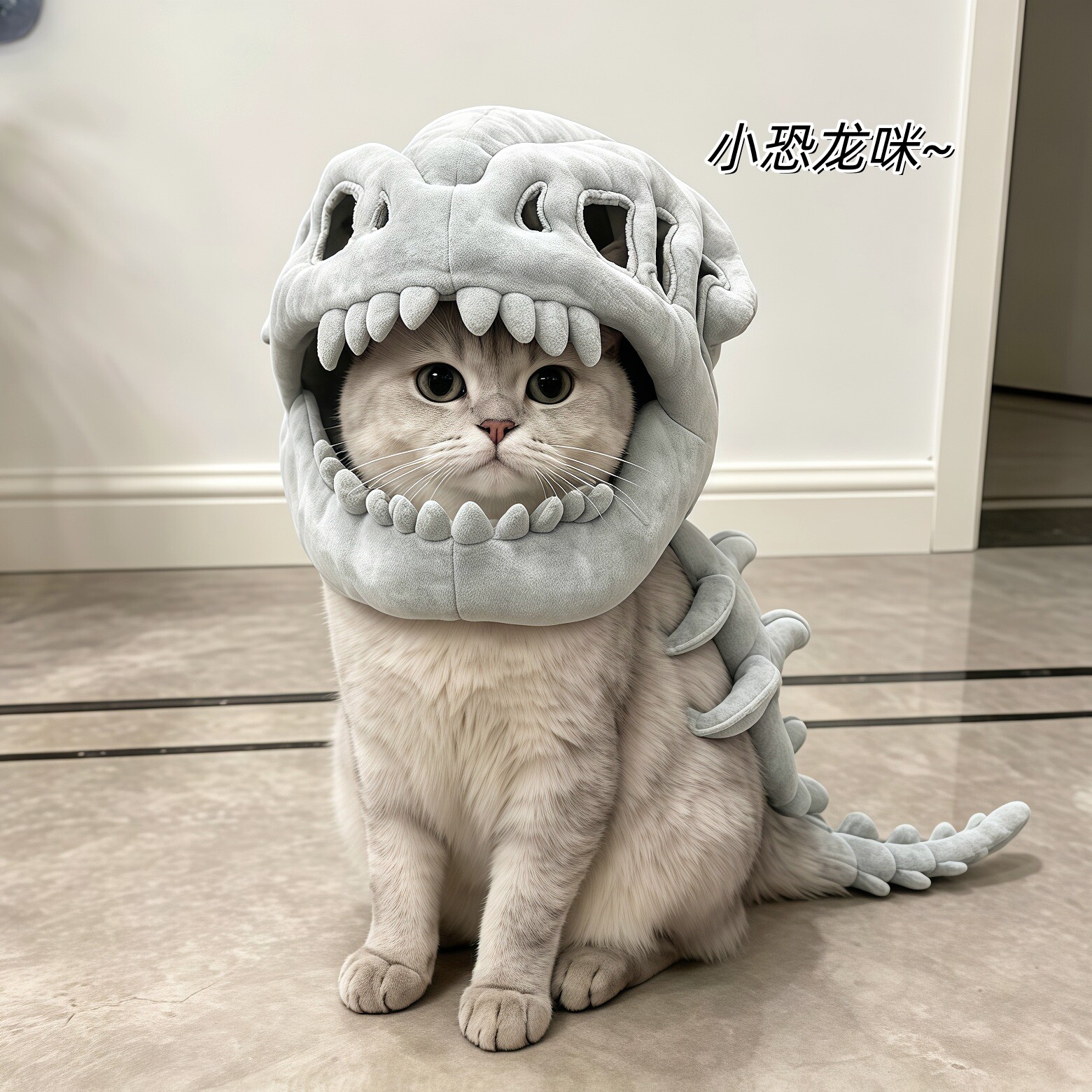 猫咪变身~恐龙头套宠物萌