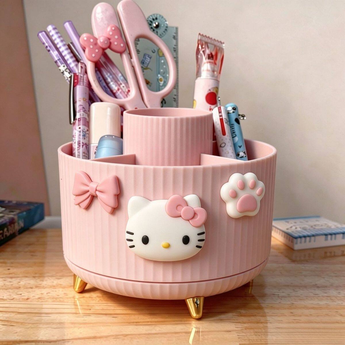 哈喽kitty高颜值粉色桌面旋转笔