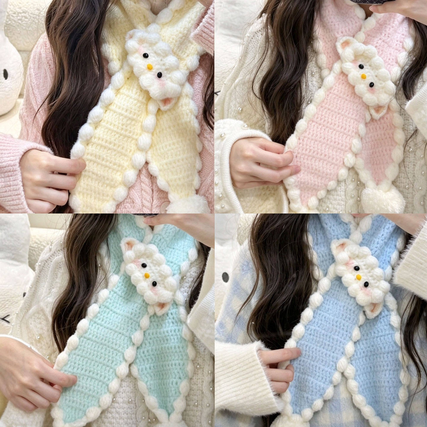 小羊围巾手工diy毛线编织