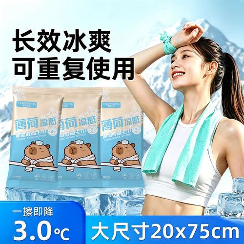 降温凉感冰巾毛巾薄荷湿