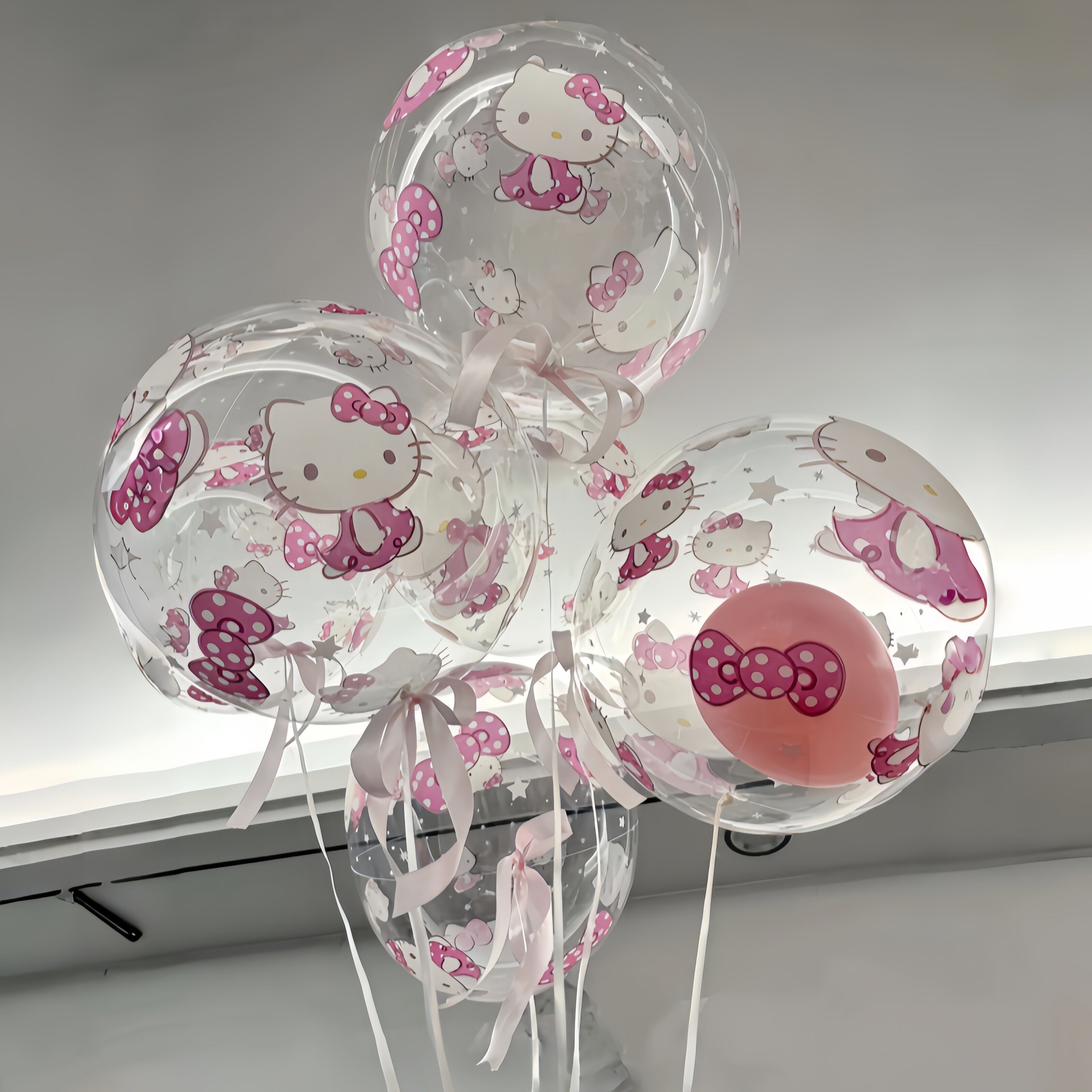 哈喽kitty气球透明凯蒂猫波波球网红kt猫地推礼物 摆摊扫码送赠品