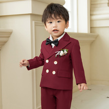 儿童西装套装2022新款英伦风西服三件套宝宝周岁生日宴会拍照礼服