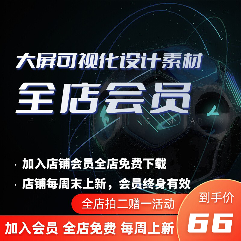 可视化大屏UI设计源文件模板素材合集店铺会员免费下每周定期上新