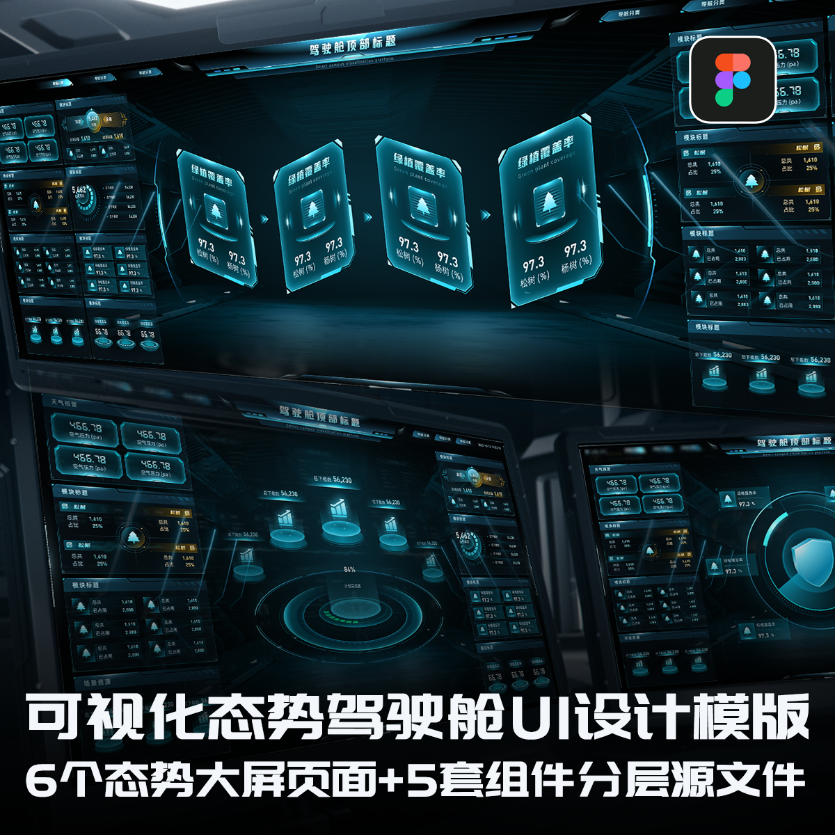 可视化大屏UI设计模版figma