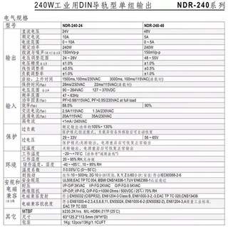 明纬NDR开关电源EDR导轨式75W120W150W240W直流24V5A12V20A变压器