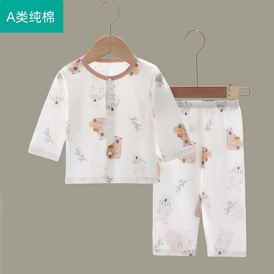 全纯棉时代婴儿夏季薄款套装分体宝宝衣服夏婴幼儿男女童长袖一岁