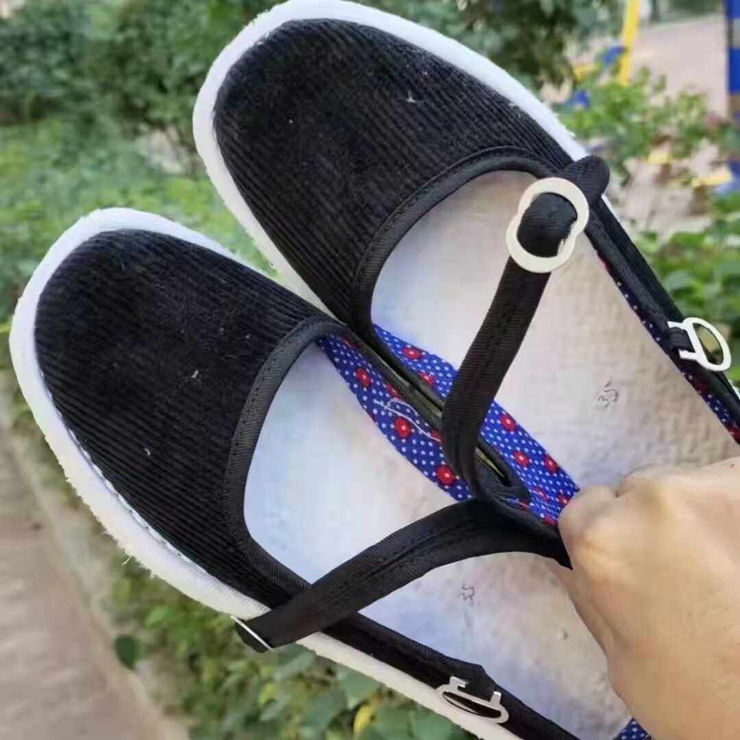 千层底布鞋女士红色方口布底鞋传统手工纳底浅口纯手工本命年布鞋