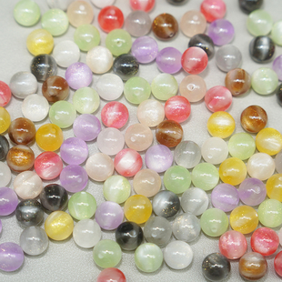 10mm紫外线感光变色猫眼珠子树脂diy手工直孔变色串珠猫眼散珠子