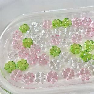 新款 饰手工材料 绿色四叶草DIY串珠配件直孔卡套应援扇娃包装