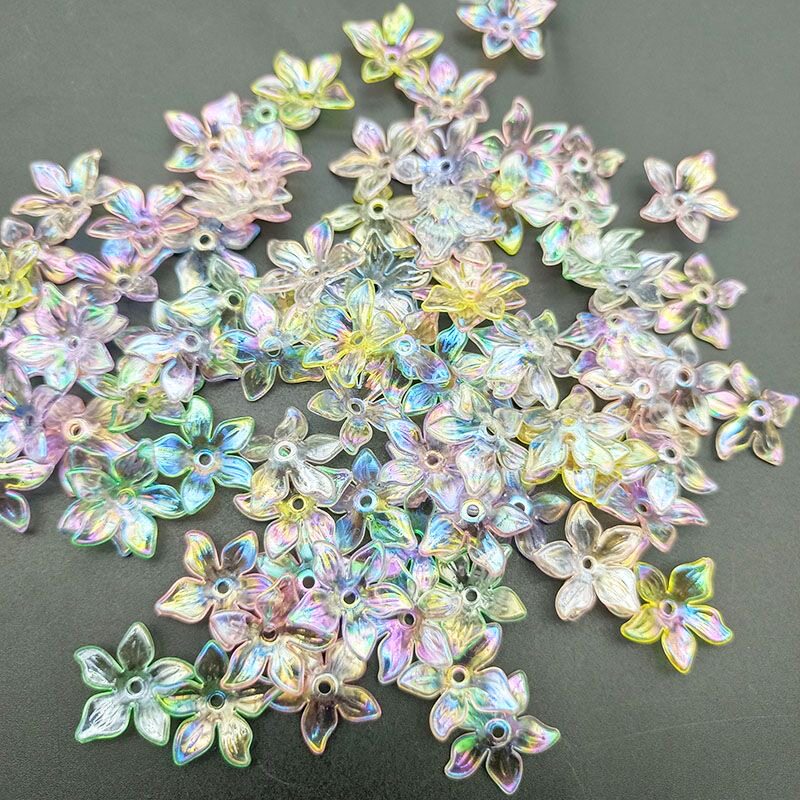 亚克力镀彩五瓣花diy饰品配件