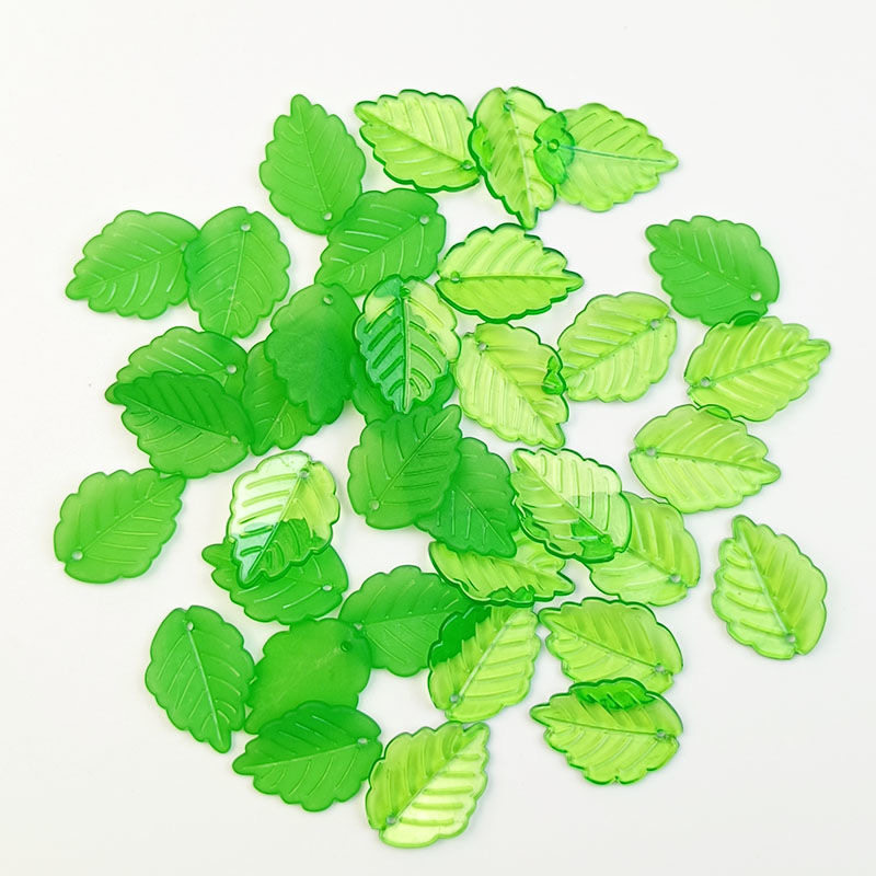 17*24mm放琉璃透明磨砂绿叶子散珠串珠叶片手工diy幸福话绿叶配件