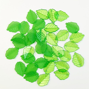 17*24mm放琉璃透明磨砂绿叶子散珠串珠叶片手工diy幸福话绿叶配件