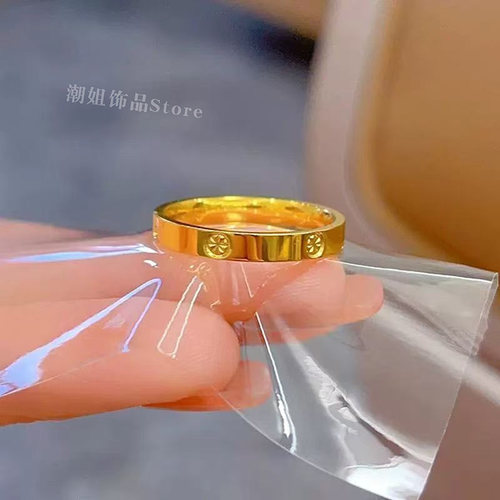 不掉色3mm米字戒指女素圈指环