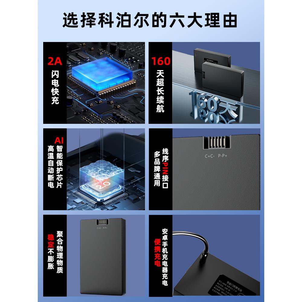 指纹锁电池智能门锁密码锁电子锁专用充电锂电池家用防盗门通用型
