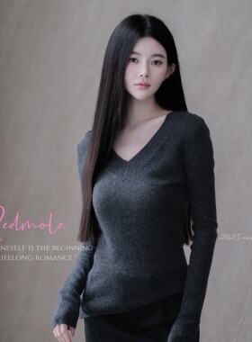 Redmole【修笙】10羊绒90绵羊毛｜微透感｜黑灰棕｜针织v领毛衣