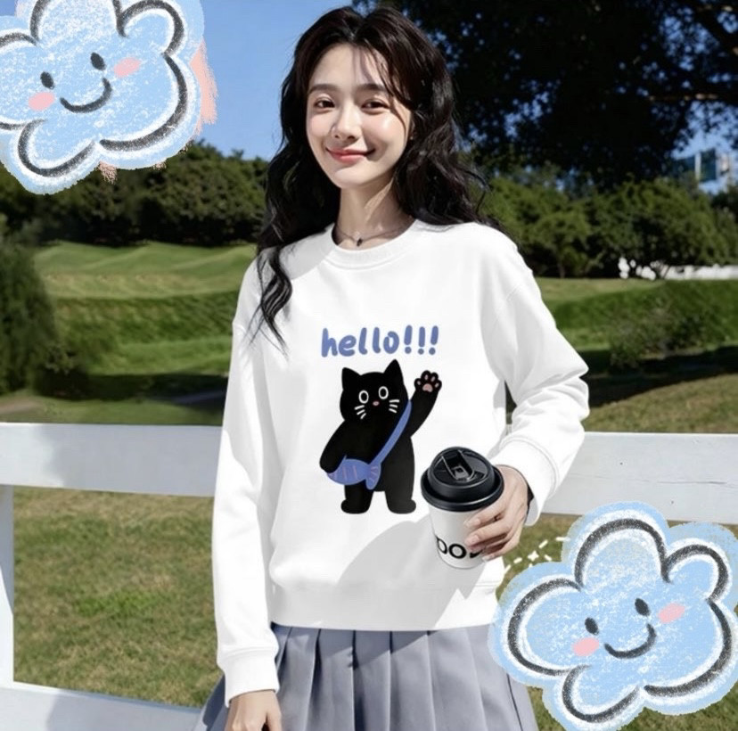 毛圈棉圆领卫衣女秋冬季2025新款爆款正肩宽松显瘦时尚百搭上衣