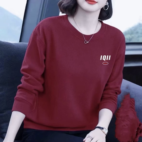 圆领卫衣女2025新款宽松设计感小众春秋长袖显瘦百搭遮肚子上衣潮