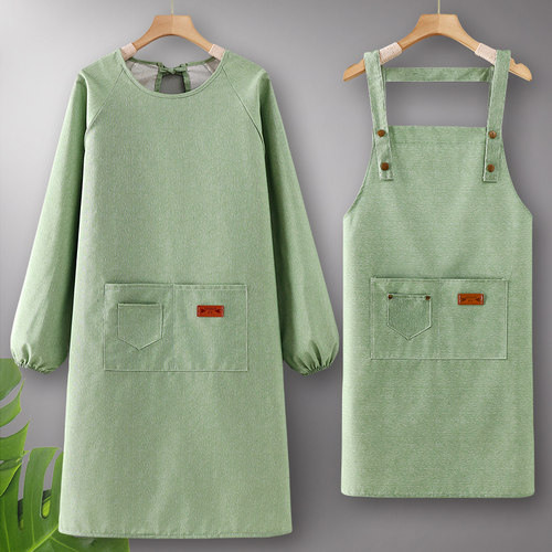 纯棉围裙厨房家用2025新款耐磨定制logo印字防油罩衣透气女工作服
