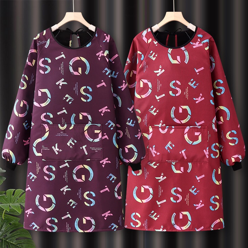 防水长袖加绒罩衣时尚围裙