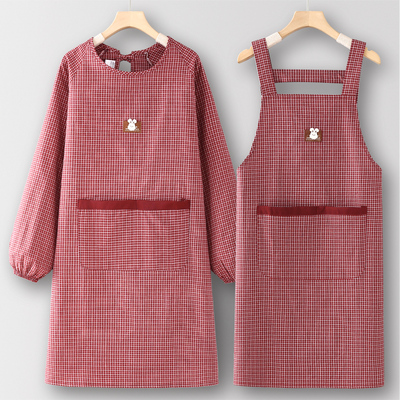 薄款长袖围裙韩式上班专用