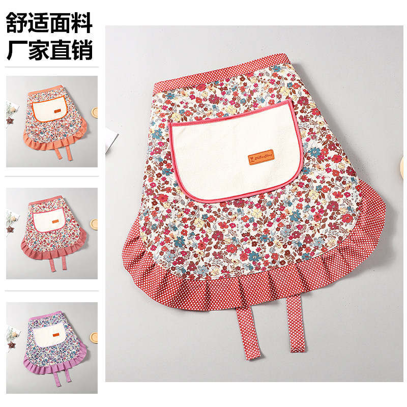 韩式半身围腰上班围裙女2026新款纯棉工作服厨房家用时尚夏季薄款