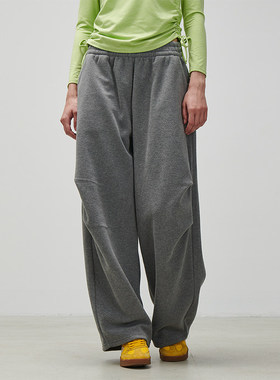 YLI摇粒绒休闲裤柔软亲肤御寒保暖高腰遮胯修饰腿型宽松阔腿裤女