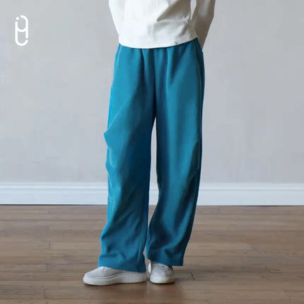 YLI摇粒绒休闲裤柔软亲肤御寒保暖高腰遮胯修饰腿型宽松阔腿裤女