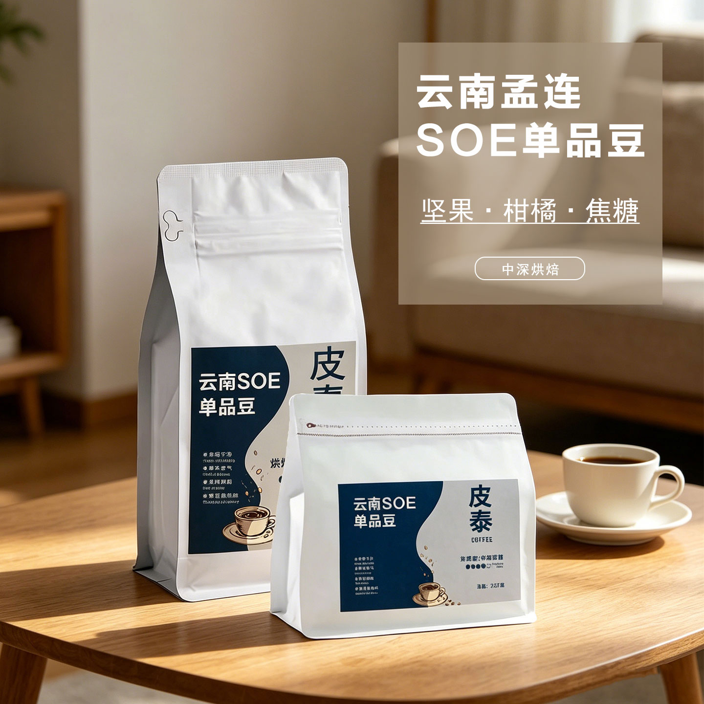 云南孟连咖啡豆香浓醇厚中深烘培
