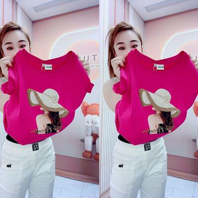 纯棉短袖t恤女夏季新款洋气烫钻