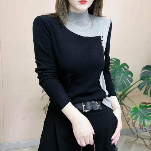 加厚德绒半高领上衣女2024秋冬款